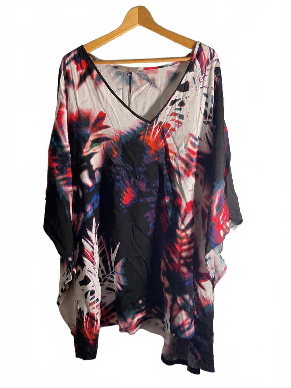 Natori 3X Floral Print V-Neck Tunic Top NWT